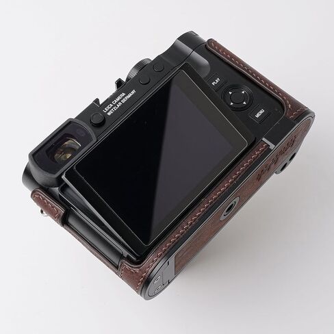 Iborrys-Camera Specialized Genuine Leather Half Case suitable for Leica Q3 - Made by hand>>Top layer Genuine Leather Body+Metal Base Plate+Hand shank+Magnetic Bottom Cover 4-in-1 Design (Retro-coffee) in Saudi Arabia