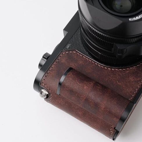 Iborrys-Camera Specialized Genuine Leather Half Case suitable for Leica Q3 - Made by hand>>Top layer Genuine Leather Body+Metal Base Plate+Hand shank+Magnetic Bottom Cover 4-in-1 Design (Retro-coffee) in Saudi Arabia