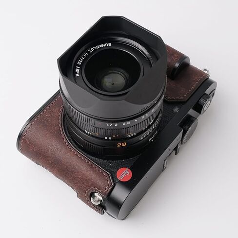 Iborrys-Camera Specialized Genuine Leather Half Case suitable for Leica Q3 - Made by hand>>Top layer Genuine Leather Body+Metal Base Plate+Hand shank+Magnetic Bottom Cover 4-in-1 Design (Retro-coffee) in Saudi Arabia