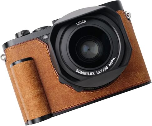 Iborrys-Camera نصف حافظة جلدية أصلية متخصصة مناسبة لـ Leica Q3 - مصنوعة يدويًا >> طبقة علوية من الجلد الأصلي + لوحة قاعدة معدنية + ساق يد + غطاء سفلي مغناطيسي تصميم 4 في 1 (قهوة قديمة) in Kuwait