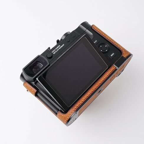 Iborrys-Camera نصف حافظة جلدية أصلية متخصصة مناسبة لـ Leica Q3 - مصنوعة يدويًا >> طبقة علوية من الجلد الأصلي + لوحة قاعدة معدنية + ساق يد + غطاء سفلي مغناطيسي تصميم 4 في 1 (قهوة قديمة) in Kuwait