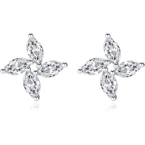 Sterling Silver Moissanite Stud Earrings In the Shape of A Windmill