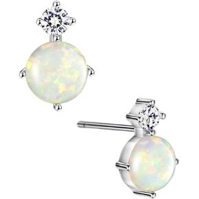 أقراط الماس أوبال مسمار تشيكوسلوفاكيا 925 الفضة الاسترليني أقراط جوهرة أكتوبر للنساء الفتيات in Kuwait