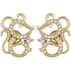 Alilang Womens Silver Tone White Opal Colored Stones Mini Mouse Rat Stud Earrings