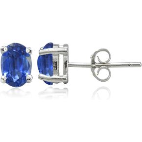 Sterling Silver Genuine Kyanite 5x3mm Oval Stud Earrings