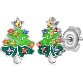 Snowman/Snowflake/Christmas Tree Earrings 925 Sterling Silver Christmas Earrings Winter Holiday Xmas Jewelry Gifts for Women Girls