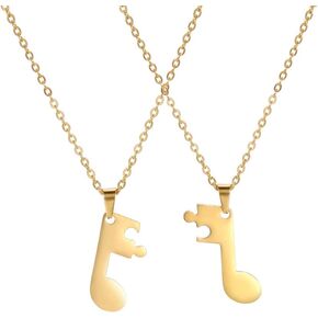 EUEAVAN Musical Note Pendant Necklace Personalized Puzzle Couple Lovers Friendship Necklace Set Puzzle Matching Jewelry Valentines Birthday Gifts For Teen Men Women