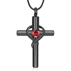 Cremation Jewelry for Ashes Pendant - Cross Necklace for Women Men Birthstone Necklaces for Teen Girls Gifts for Valentine's Day Birthday or Anniversary