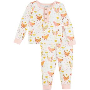 Mud Pie Girls Flower Chicken Pjs
