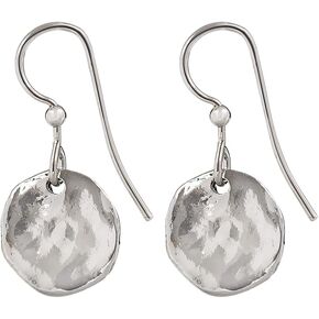 اقراط سبيريت باي سيلفر فوريست فضية اللون صغيرة على شكل قرص مطروق متدلي، معدن، بدون احجار كريمة, معدن, لا أحجار كريمة in Kuwait