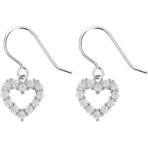 925 Sterling Silver Heart Earrings Dangle Earrings Light Drop Earrings Rhinestone Earrings Clear Cubic Zirconia Earrings Bridal Weddings Earrings