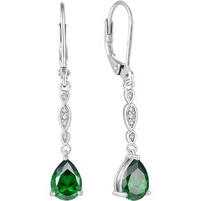 Women Earrings 925 Sterling Silver Long Teardrop Leverback Dangle Drop Earrings with 3A Cubic Zirconia Valentine Christmas Mother's Day Jewelry Gifts