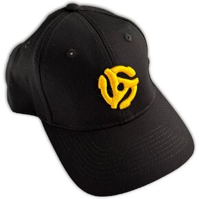 BTC Universe LLC 45 RPM Record Adapter Baseball Cap Black with Yellow 3D Puff Embroidery in Kuwait