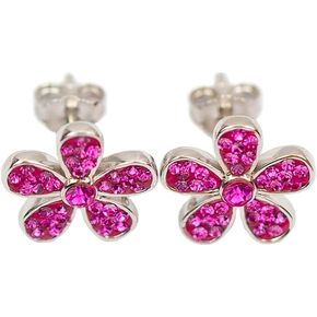 Annie & Sisters Five Petal Flower Crystal Silver Stud Earrings with Elegant Jewelry Box Gift for Girls & Women – Gift for Mother’s Day, Anniversaries