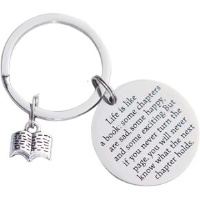 VALAFO Book Lovers Keychain Gifts Reading Reader Women Men Book Club Gift Ideas Book Themed Gifts Keychain