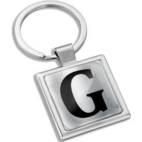 Biomar Labs 3D Metal A-Z Alphabet Personalized Name Initials Keyring Key Ring Chain Stainless Steel Gift Box Men Women Keychain Bag Accessories Jewelry Handbag Silver Letter G KK 137