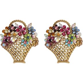 2Pcs Colors Rhinestone Flower Basket Brooch Vintage Colorful Brooches for Women Autumn Design Fashion Accessories