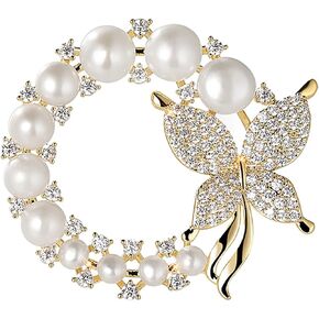 Fashion Pearl Circle Brooch Pins for Women, Women's Brooch Gift, Brooches Jewelry Accessories for Wedding, Anniversary, Banquet, Gift For Ladies,Gold