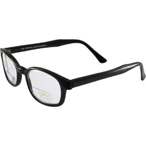 Pacific Coast The Original KD's Biker Shades By PCSUN Black Frames +1.50 Magnification Clear Lenses, Small