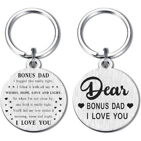 Emideary Stepdad Step Dad Gifts - To My Bonus Dad Keychain - Christmas Gift for Stepfather Step Father
