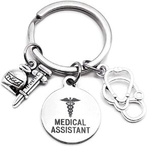Kit's Kiss MA Keychain Medical Assistant Keychain MA Medical Assistant Gift Stethoscope Syringe Medical Assistant Caduceus Gift for MA Student