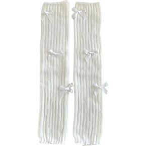 Fashion Girl Knit Leg Warmers Harajuku Bow Decor Loose Socks Vintage Kawaii Leg Sleeves Lolita Socks