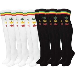 COUVER Over Knee High Socks Women Warm Dress Tube Stocking Cosplay Socks Thigh High Leg Warmer - 6 Pairs