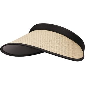 Croogo Women Straw Sun Visor Hat Wide Brim Summer UV Protection Beach Cap Foldable Packale Korean Style Golf Cap Sun Visors