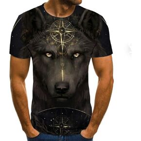 Novelty Wolf Graphic Print Summer Fashion T-Shirt Tee Top for Men's