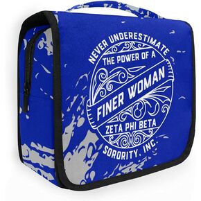 BBGreek Zeta Phi Beta Paraphernalia - Finer - Toiletry Travel Bag Organizer with Hanging Hook - Cosmetic Make-Up Case for Women - Official Vendor