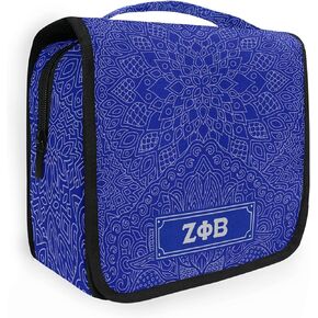 BBGreek Zeta Phi Beta Paraphernalia - Finer - Toiletry Travel Bag Organizer with Hanging Hook - Cosmetic Make-Up Case for Women - Official Vendor