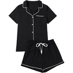Vrtige Women's Pajama Set Button Down Short Sleeve With Shorts Set PJ Loungewear Sleepwear