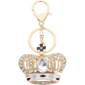 TENDYCOCO Rhinestones Crown Keychain Inlaid Diamond Pendant Keychain Sparkling Crown Charm Bling Bling Purse Decorations for Women Ladies