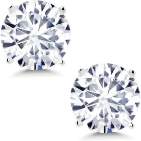 14K White Gold Round Forever Classic Moissanite from Charles & Colvard Stud Earrings For Women (1.60 Cttw, Round 6MM)
