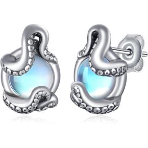 الأخطبوط أقراط 925 فضة اللامسة أقراط Moonstone أقراط البحر الحيوان وأقراط مجوهرات المحيط تحت عنوان هدايا للنساء in Kuwait