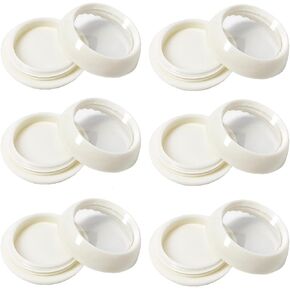 16Pcs 3 Gram Empty Plastic Cosmetic Pot Jars Round Plastic Nail Art Charm Storage Containers Jars Pot Jars with Round Top Lids to Storage Eye Shadow, Nails, Powder, Gems, Jewelry, White
