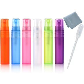 Elfenstal- 24pcs 5ml 1/6OZ Atomizer Empty Matte Plastic bottle Spray Refillable Fragrance Perfume Scent Sample Bottle Clean Cloth for Travel Party Makeup Tool free 3ml Pipette in Kuwait