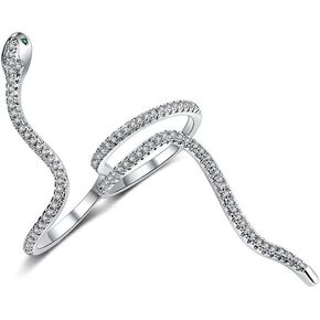 Chereda Crystal Zircon Snake Ring Cobra Shaped Retro Punk Exaggerated Spirit Ring For Women Temperament Adjustable Open Ring Jewelry
