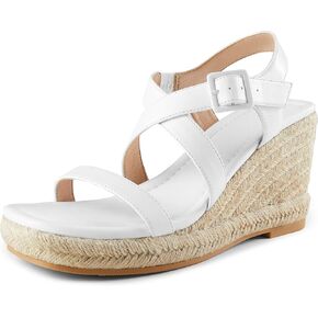 صنادل إسفين من Arromic للنساء، صنادل Espadrille ذات نعل سميك، أحذية بكعب عريض مفتوح من الأمام، كاجوال مريح للصيف والشاطئ للنساء المتأنقة in Kuwait