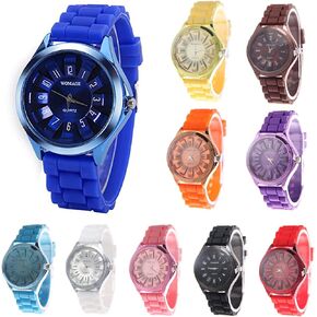 CdyBox Men Women Silicone Band Assorted Jelly Color Watches (10 Packs)