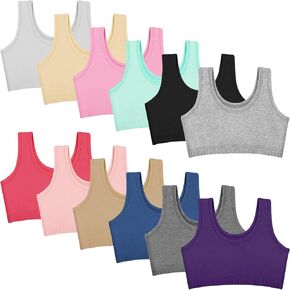 مجموعة من 12 حمالة صدر قطنية للفتيات من بوروكا، حمالة صدر للتدريب كامي للفتيات، حمالة صدر رياضية للفتيات الصغيرات in Kuwait