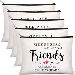 5 Pieces Friend Gifts Cosmetic Bag for Women, Side Friends Gifts, Long Distance Friendship, Birthday, Christmas Gifts Travel Cases Makeup Bags for Friends Family Sister (Side By Side)