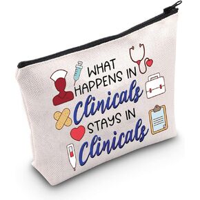 POFULL Nursing Clinical Instructor Gift What Happens in Clinicals Stays in Clinicals Cosmetic Bag Medical Gift (What Happens bag)