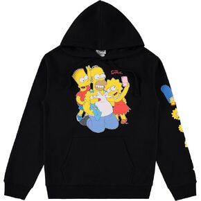 سويت شيرت بقلنسوة للسيدات من The Simpsons - سويت شيرت بقلنسوة ليزا وبارت وهومر سيمبسون مع طباعة الأكمام in Kuwait