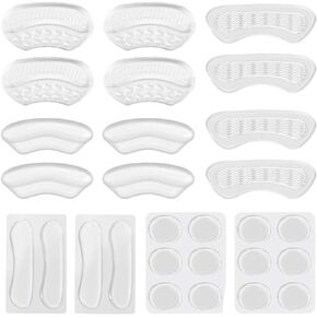 28PCS Heel Pads for Shoes, Self Adhesive Shoe Cushions for High Heel Silicone Liners, Heel Grips Cushions Inserts for Loose Shoes, Heel Protectors, Stop Heel Slip and Blister for Women and Man