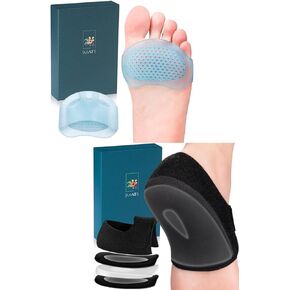SMATIS Heel Protectors for Plantar Fasciitis + Ball of Foot Cushions（2 Pairs） Metatarsal Pads