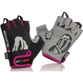 Cycling Gloves with Gel Padded Protection. Road and Mountain Biking. Half Finger with Pull Tabs. Men, Women and Children Sizes.