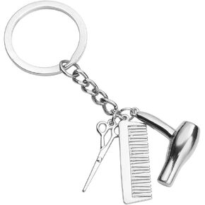 Jovivi 3 In 1 Fashion Hairdresser Hair Dryer,Scissor,Comb Charm Pendant Keychain Keyring - Perfect Salon Owner,or Hair Stylist Gift