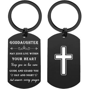 Goddaughter Keychains Baptism Gifts, Confirmation Gifts for Girls, Christening Cross Gifts for Goddaughter