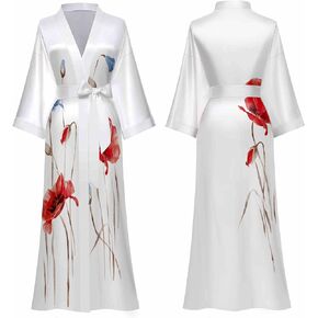 Women Luxury Robes Ice Silky V Neck Nightdress Soft Negligee Satin Pajamas Nightwear Lounge Kimono Nightgowns